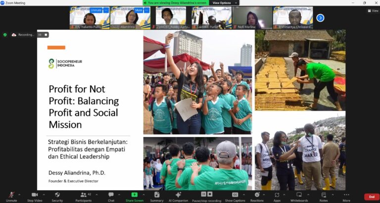 Program Studi Magister Manajemen mengadakan Webinar “Strategi Bisnis Berkelanjutan: Relevan, Berdampak, dan Akuntabel” bersama CEO SociopreneurID