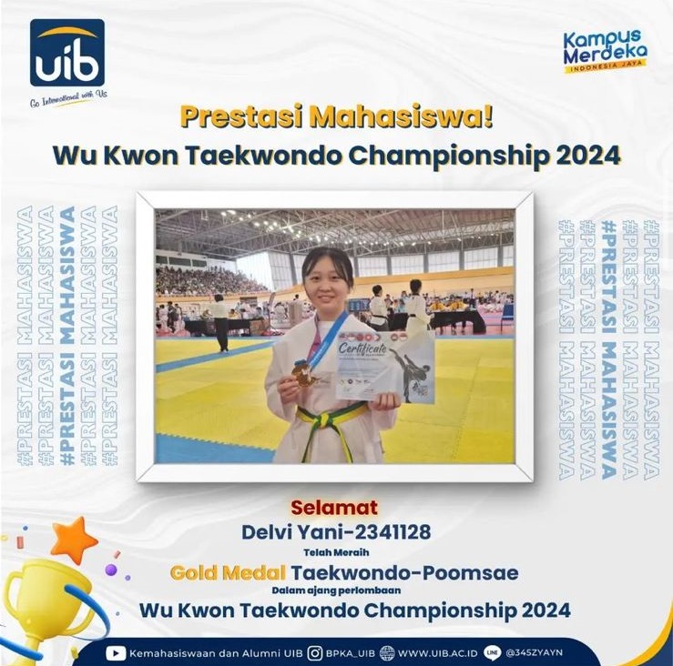 Delvi meraih Gold Medal, di ajang Wu Kwon Taekwondo Championship 2024.