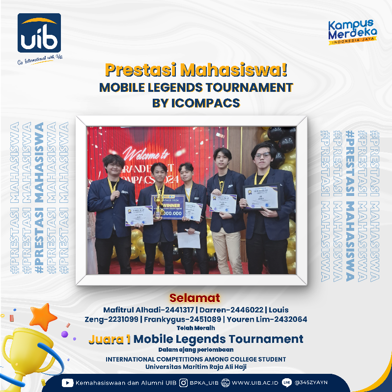 Mahasiswa Universitas Internasional Batam Raih Juara 1 Mobile Legends Tournament di Ajang Internasional