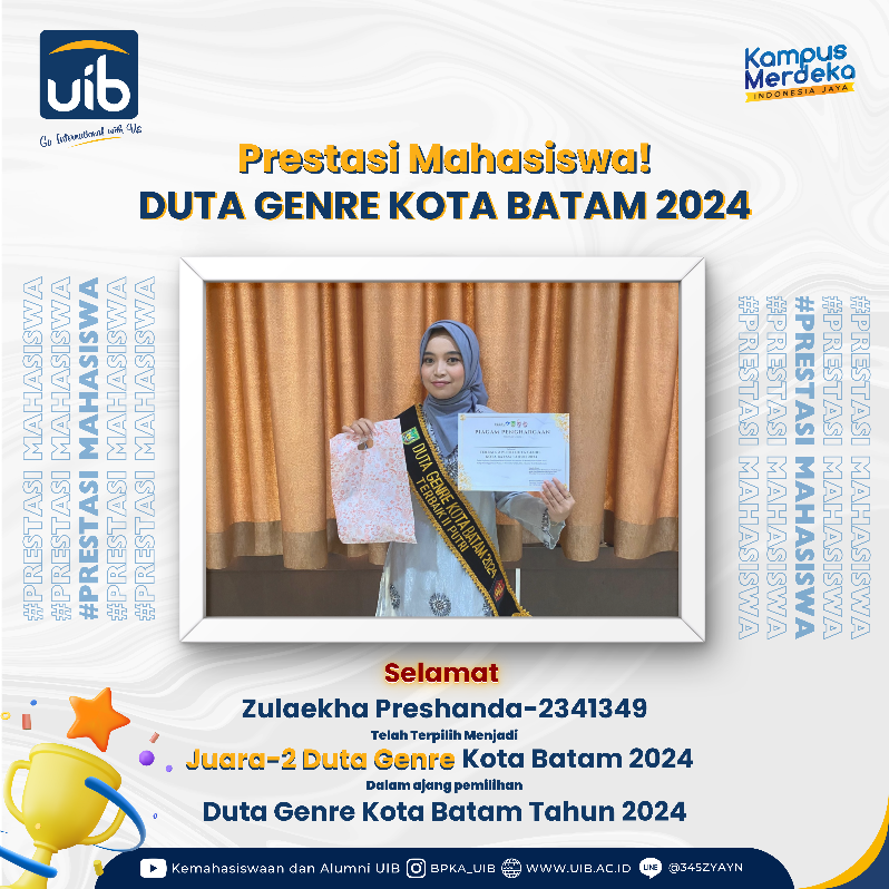 Mahasiswi UIB Raih Juara 2 Duta Genre Kota Batam 2024