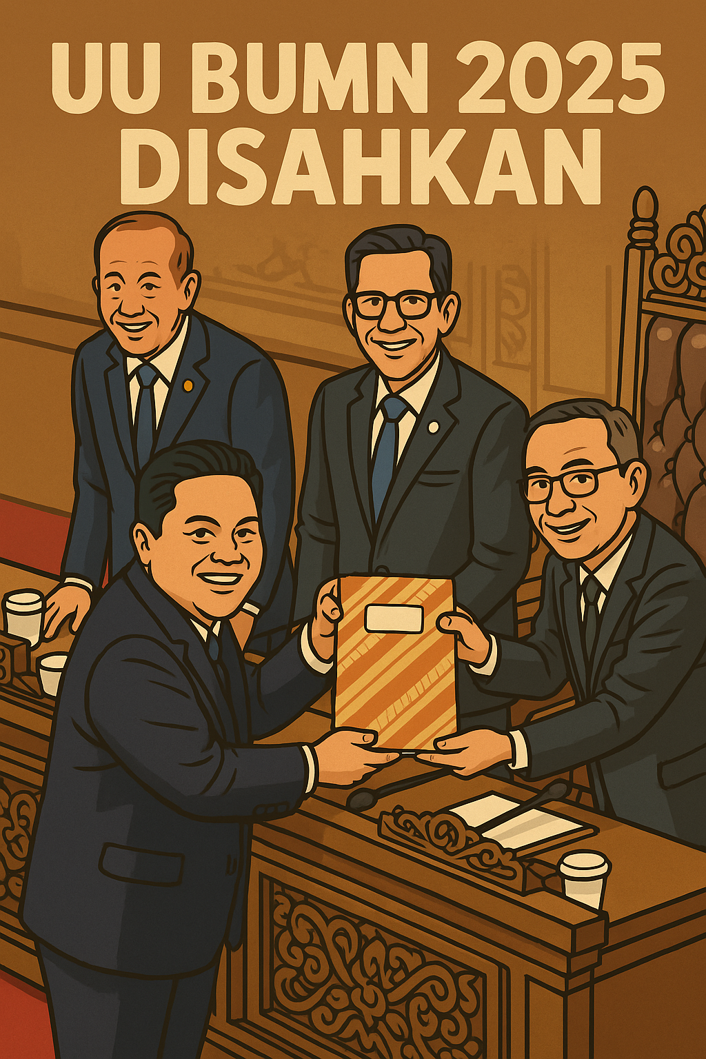 A group of men in suits holding a piece of paper AI-generated content may be incorrect.
