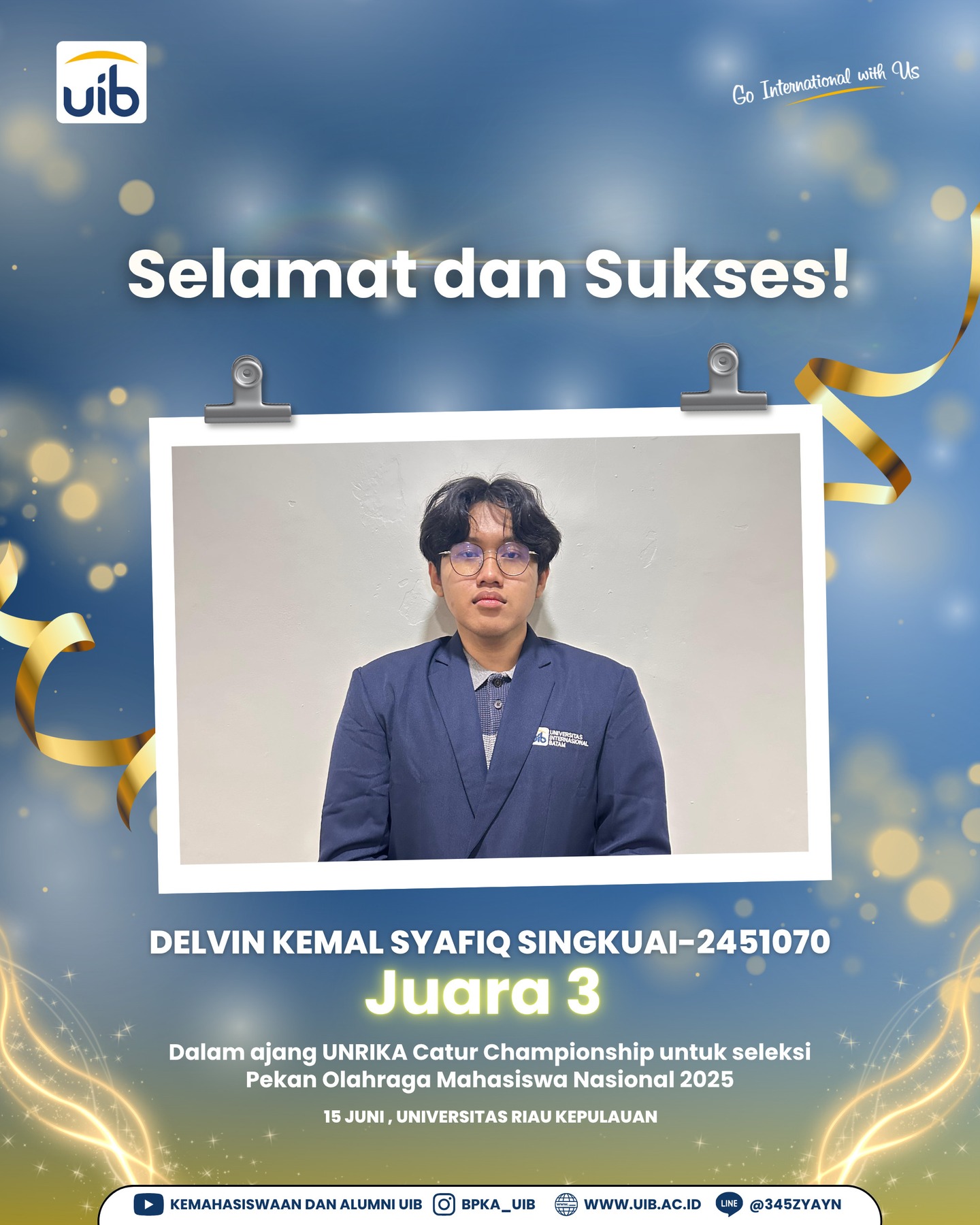 Prestasi Delvin Kemal Syafiq Singkuai di UNRIKA Catur Championship 2025