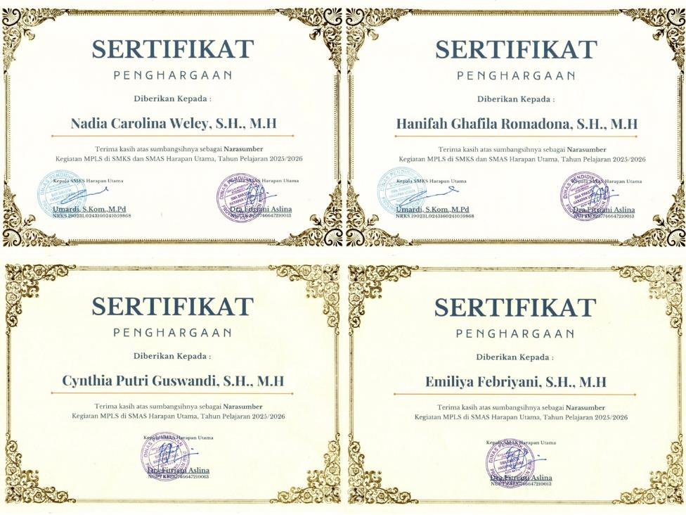 A group of white certificates

Description automatically generated