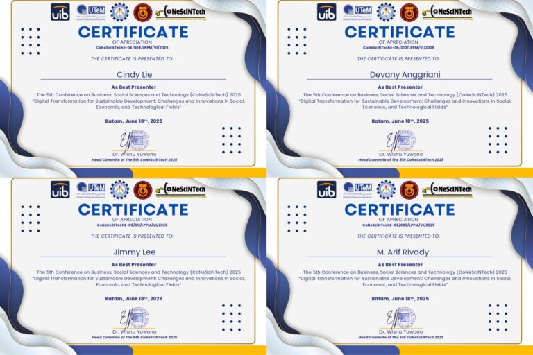 Mahasiswa Ilmu Hukum UIB Raih Prestasi di Kancah Internasional dalam The 5th CoNeScINTech 2025