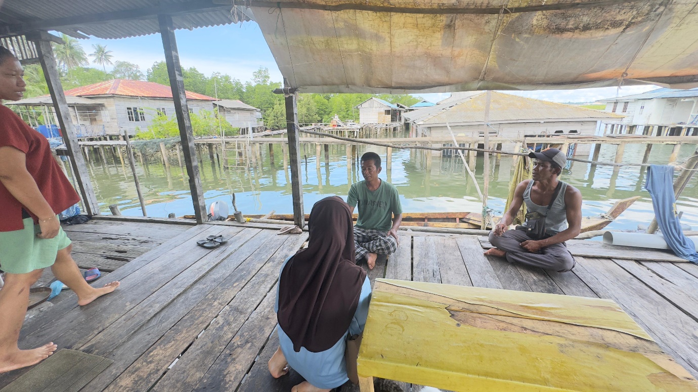 A group of people sitting on a wooden platform

Description automatically generated