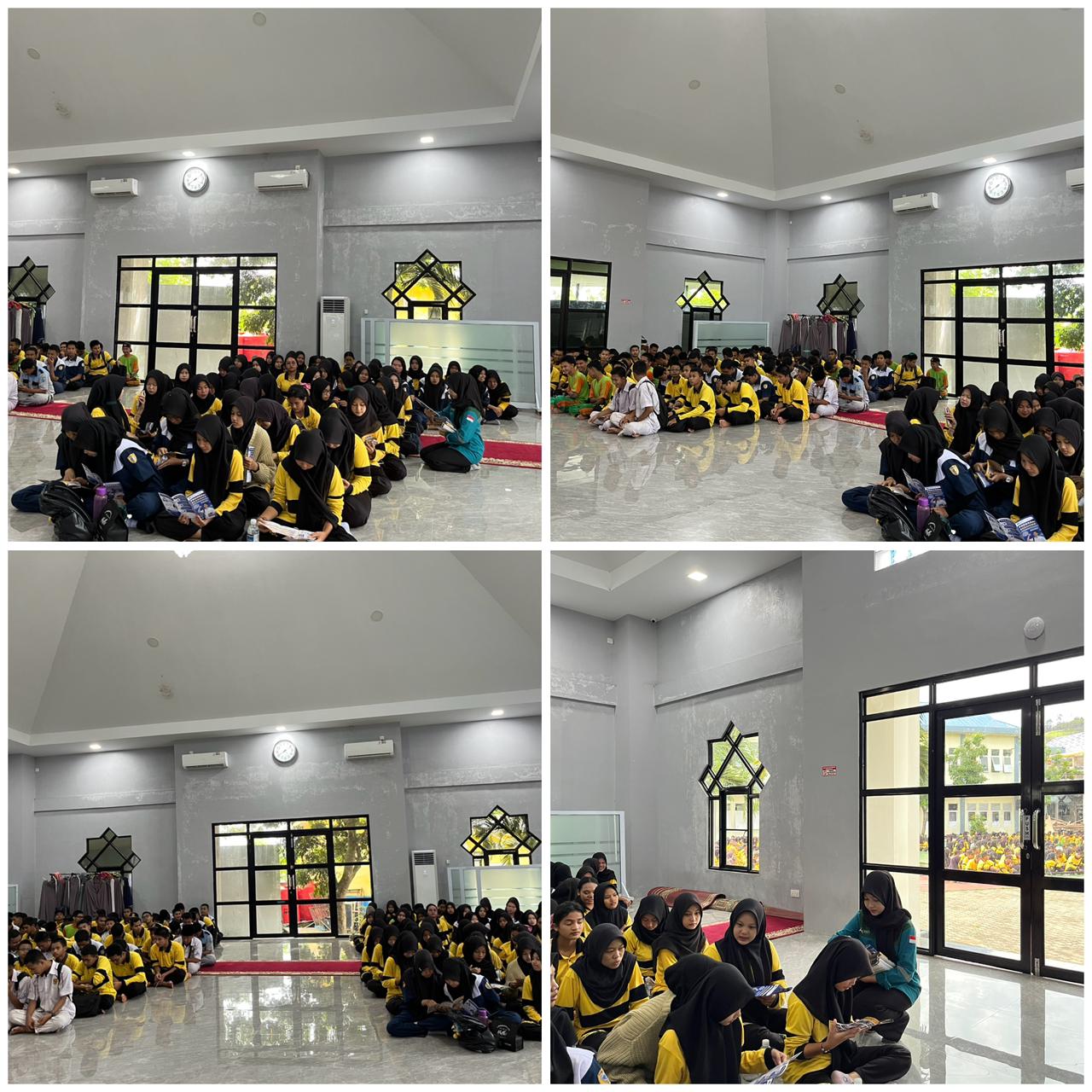 A group of people sitting on the floor

Description automatically generated