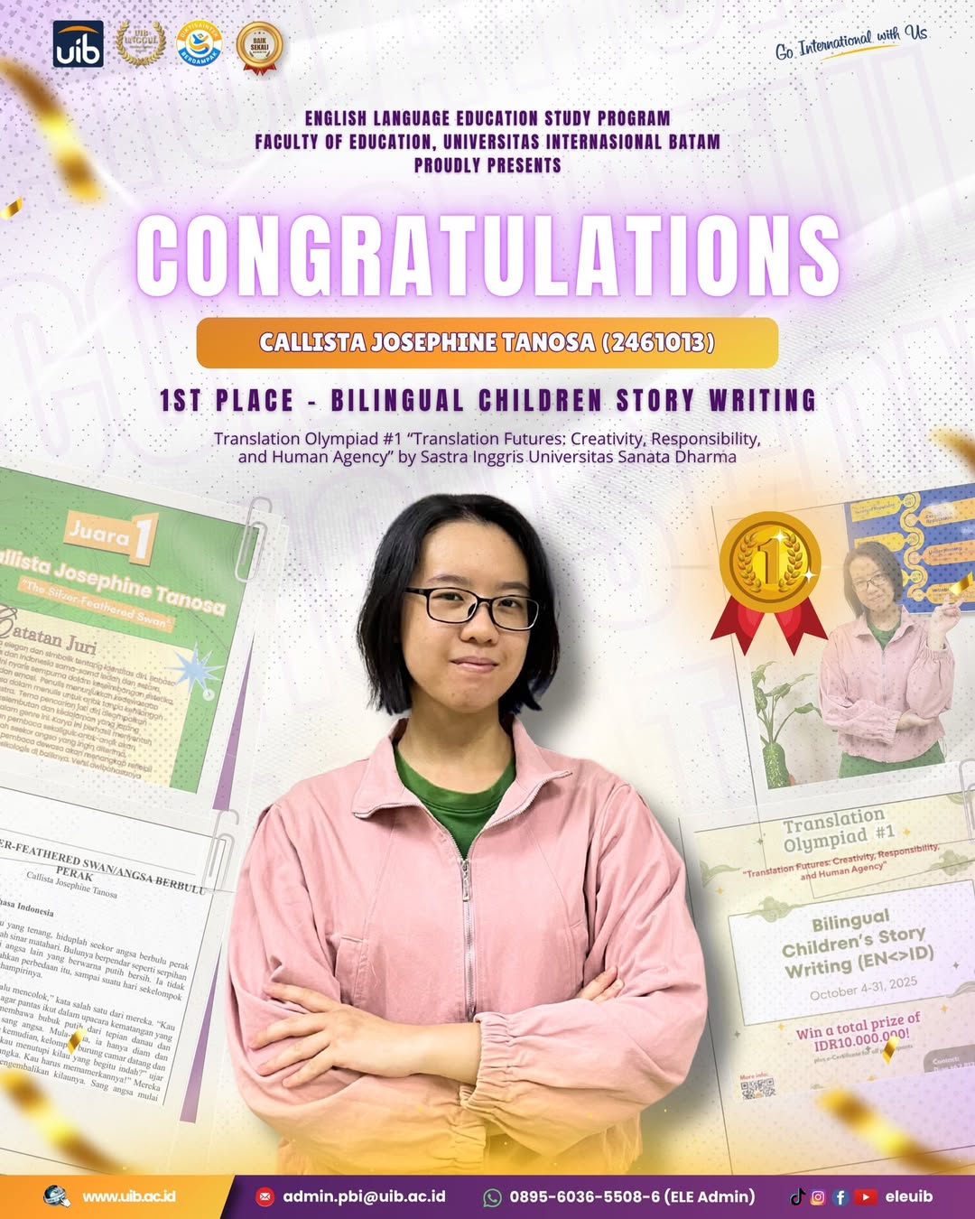 ELE UIB Student Wins 1st Place in National Bilingual Children Story Writing Competition