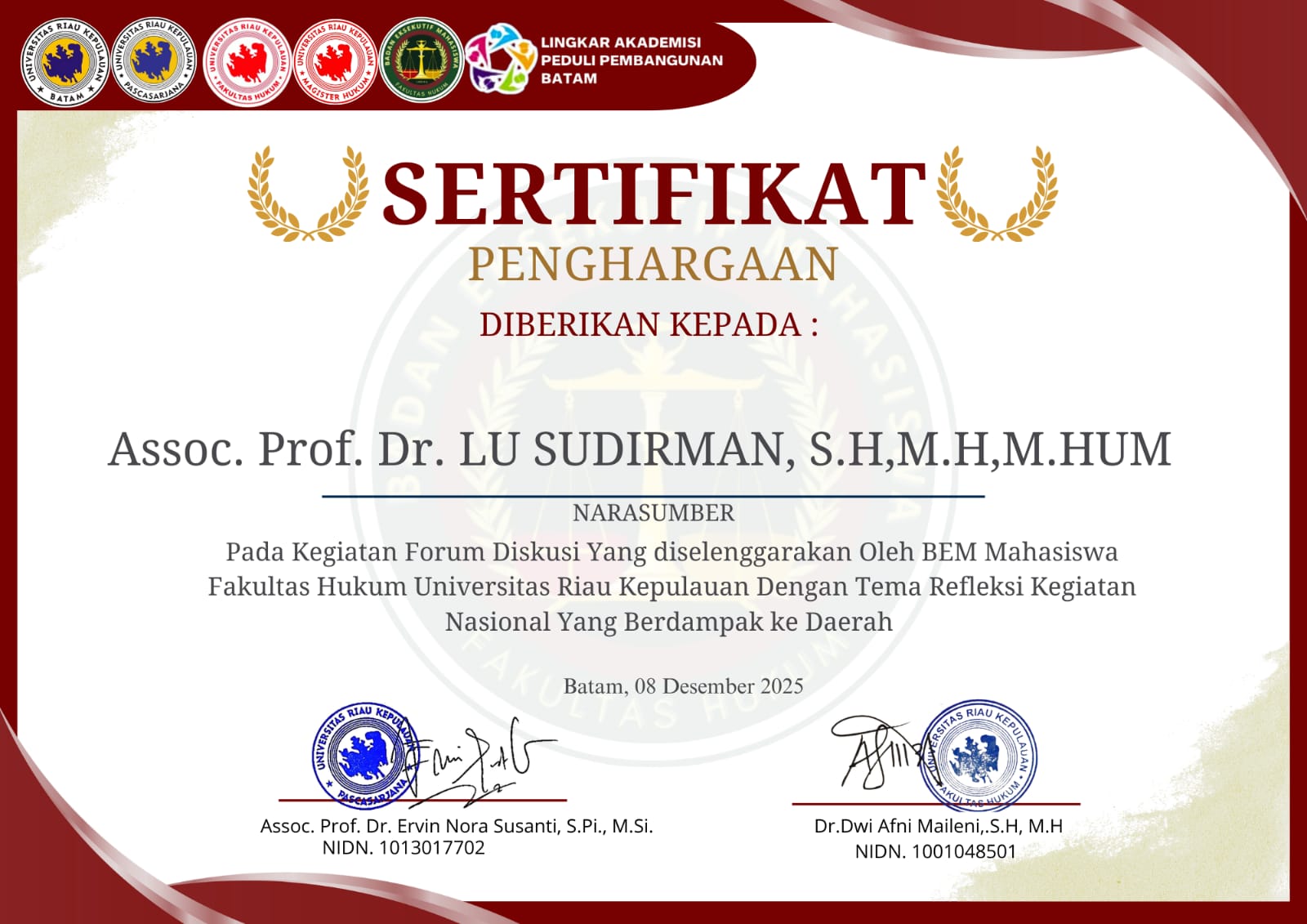 A certificate of appreciation

Description automatically generated