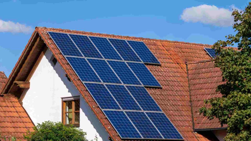 Solar panels on a roof AI-generated content may be incorrect.