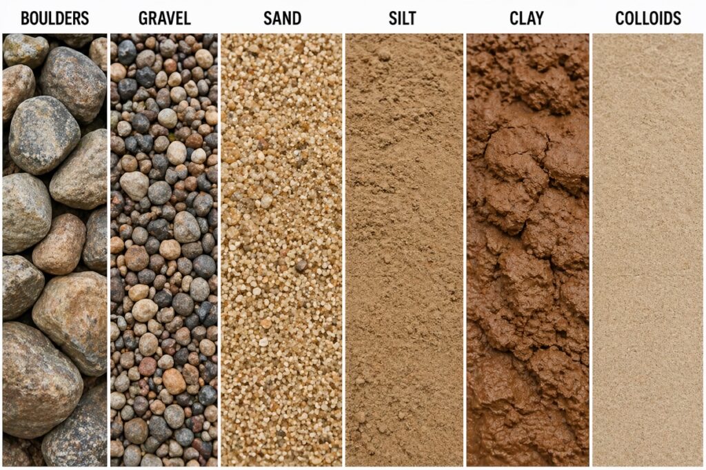 A group of different types of gravel Description automatically generated