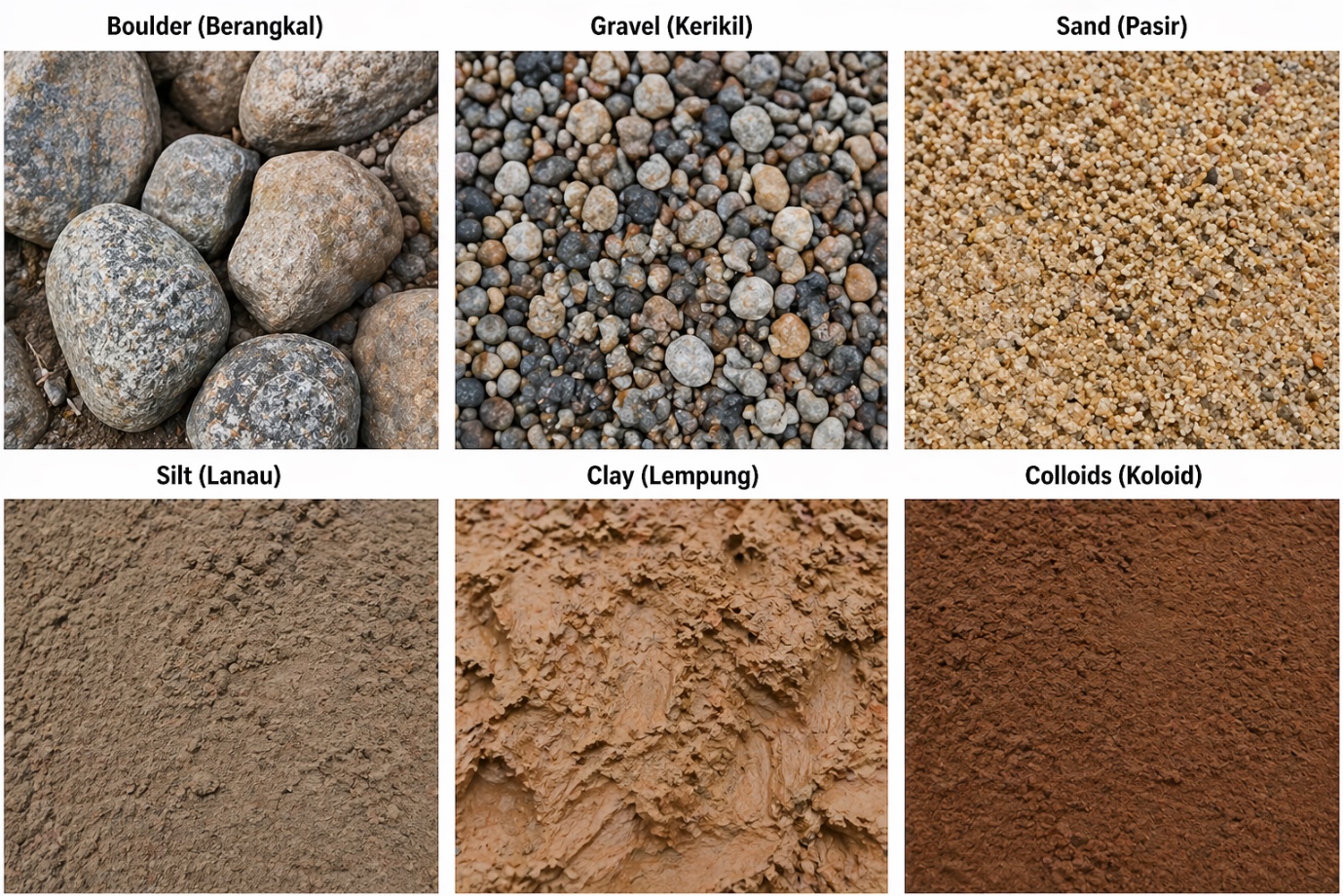 A group of different types of sand

Description automatically generated
