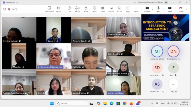 Visiting Lecturer Magister Manajemen UIB bersama Dr. Maria Joy C. Iglesia dari Camarines Sur Polytechnic Colleges, Philippines