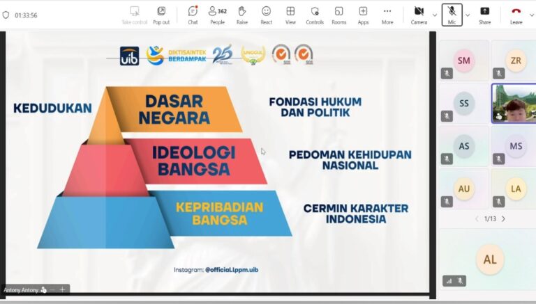 Pancasila dan Budaya Bangsa Jadi Fokus dalam Webinar Series Pancasila UIB
