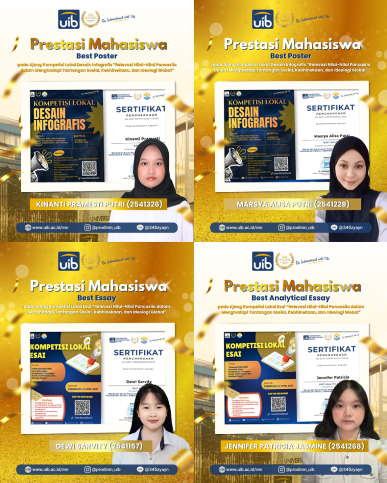 Mahasiswi Manajemen UIB Ukir Prestasi pada Kompetisi Esai dan Poster Tingkat Internal UIB