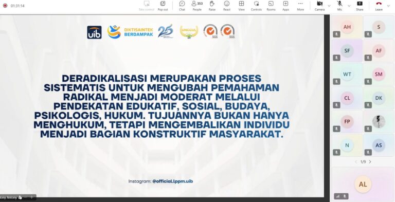 LPPM UIB Gelar Webinar Pancasila, Kupas Tuntas Radikalisme dan Deradikalisasi
