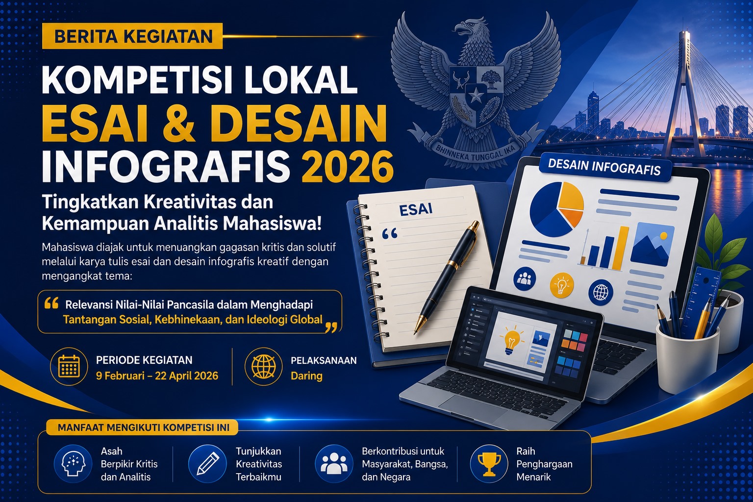 Kompetisi Lokal Esai dan Desain Infografis 2026 Tingkatkan Kreativitas, Inovasi, dan Kemampuan Analitis Mahasiswa