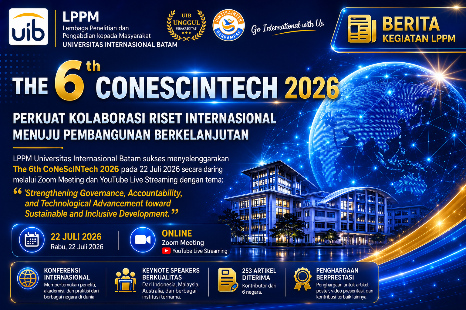 The 6th CoNeScINTech 2026 Perkuat Kolaborasi Riset Internasional untuk Mendukung Pembangunan Berkelanjutan