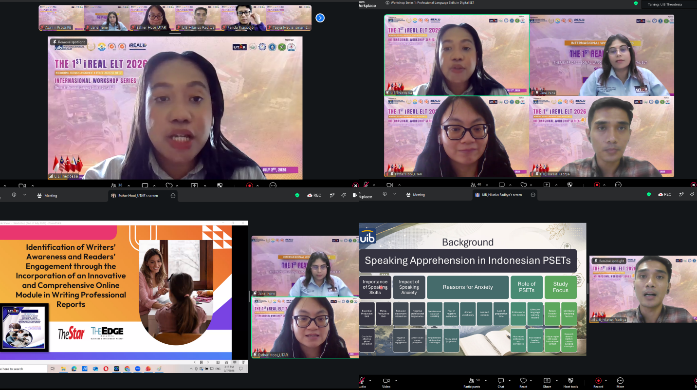Dr. Hooi Chee Mei dan Dr. Jane Irene PJ Antony dari Universiti Tunku Abdul Rahman (UTAR) Malaysia menyampaikan materi tentang professional writing dalam Digital ELT.