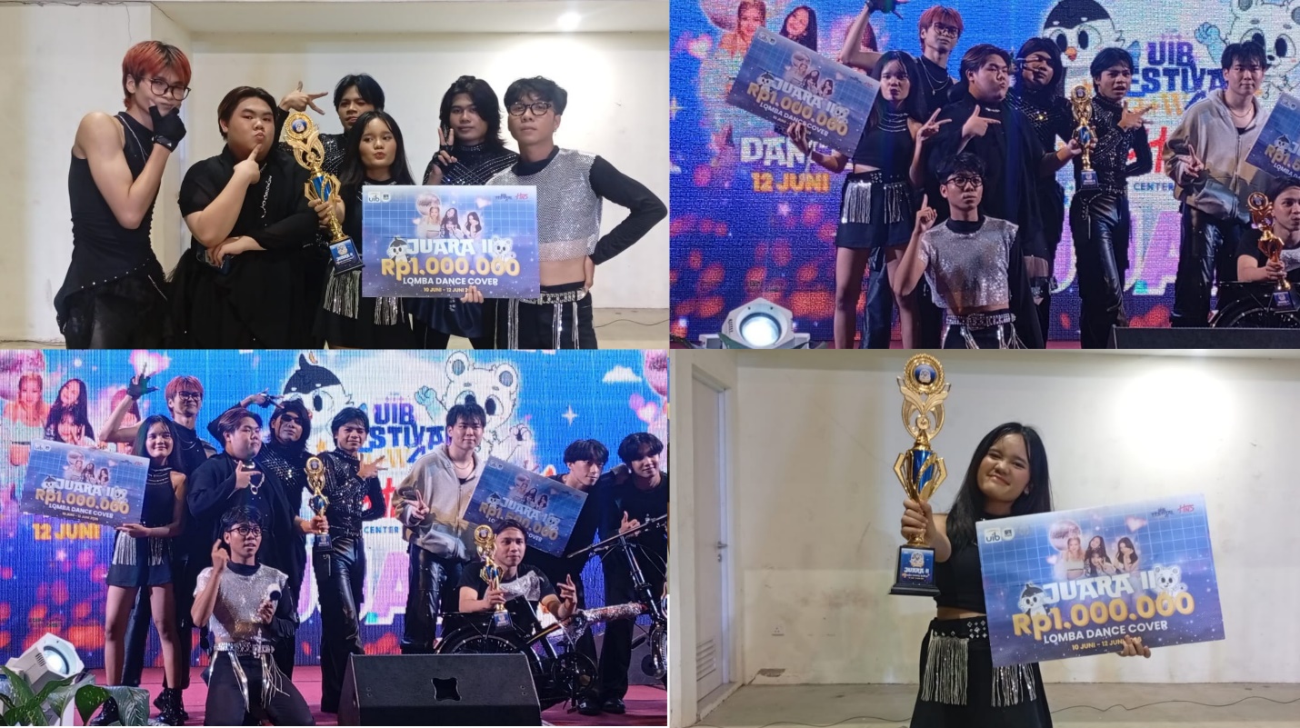 Mahasiswa Program Studi Pendidikan Bahasa Inggris UIB menerima penghargaan Juara 2 Dance Group Competition pada UIB Festival #4 2026.