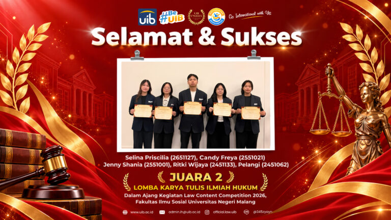 Mahasiswa Ilmu Hukum UIB Raih Juara 2 Law Content Competition 2026